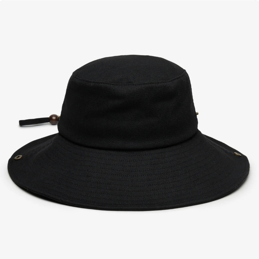 New Wyeth Birdie UPF 50 Sun Rated Packable Black Strap Bucket Hat One Size NWT